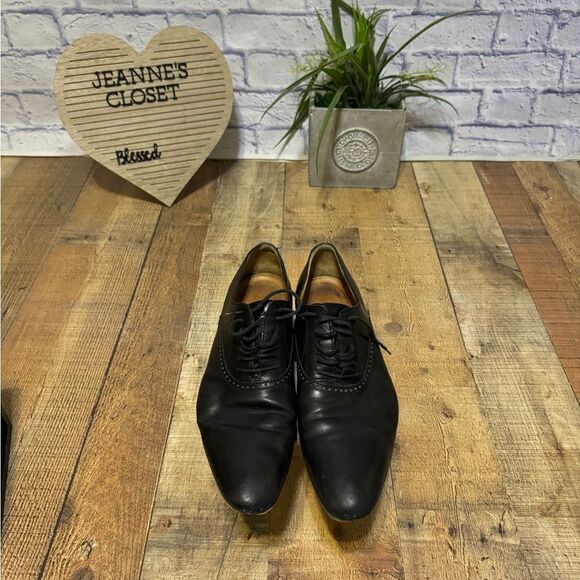 GUCCI 'Brogue' Men’s Sz 8 Black Leather Plain Toe Oxfords Italian Shoes - Picture 6 of 15